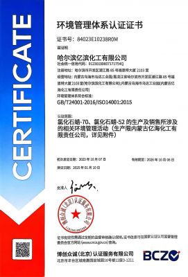 Environmental Management System Certification Certificate